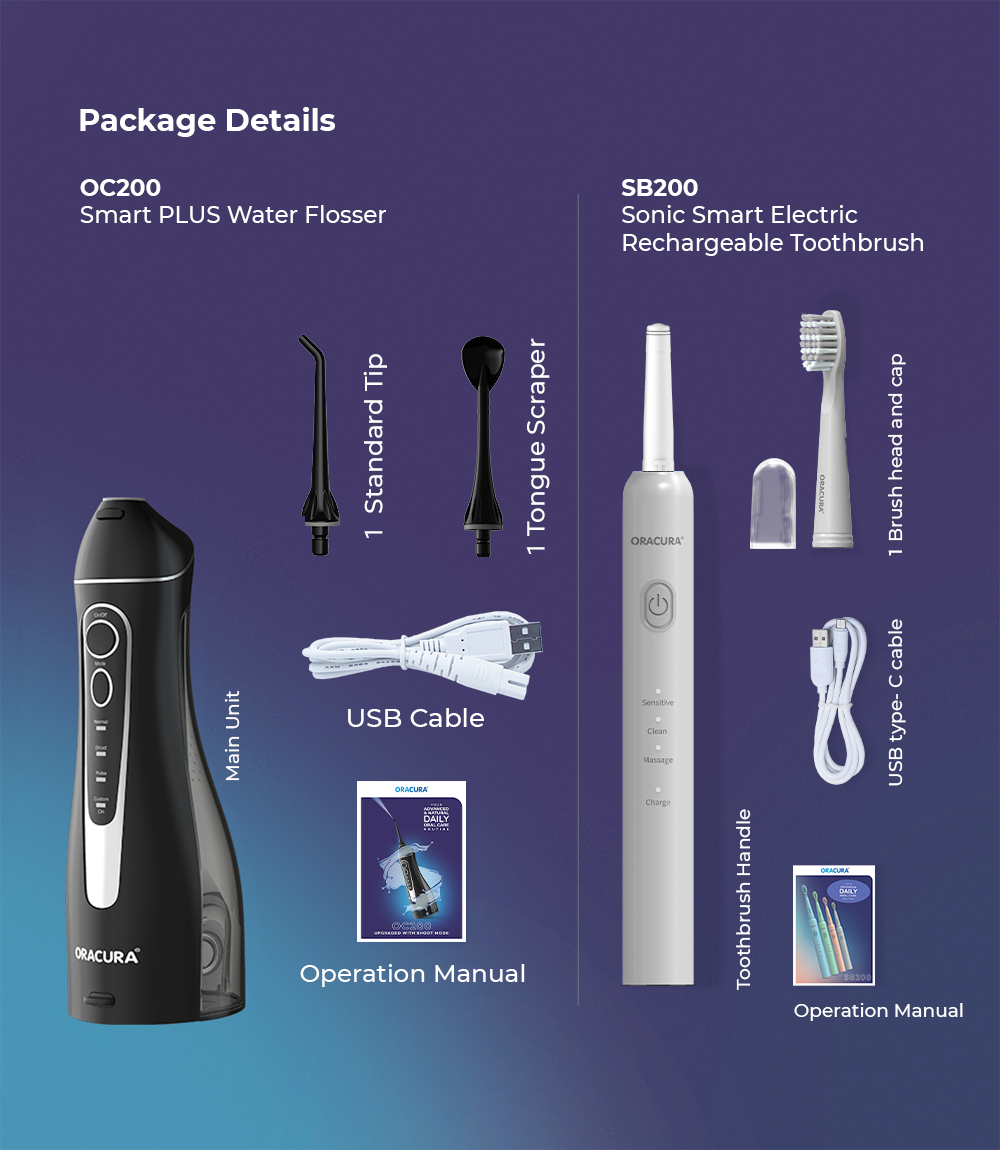 ORACURA® OC200 Daily Care Combo- OC200, SB200 (Free Hydroxyapatite Toothpaste)