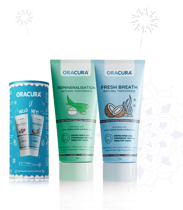 Natural Toothpaste: Fresh Breath (Coconut) & Remineralisation (Aloe vera) Pack of 2 - 75g each