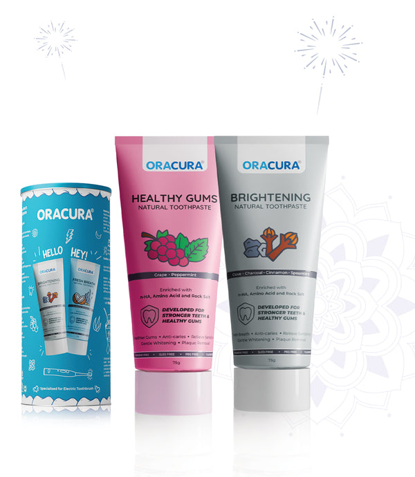 Natural Toothpaste: Brightening (Charcoal) & Healthy Gums (Grape) Pack of 2 - 75g each