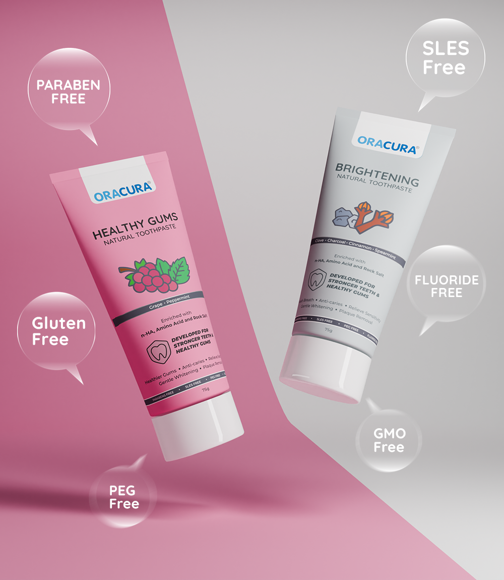 Natural Toothpaste: Brightening (Charcoal) & Healthy Gums (Grape) Pack of 2 - 75g each