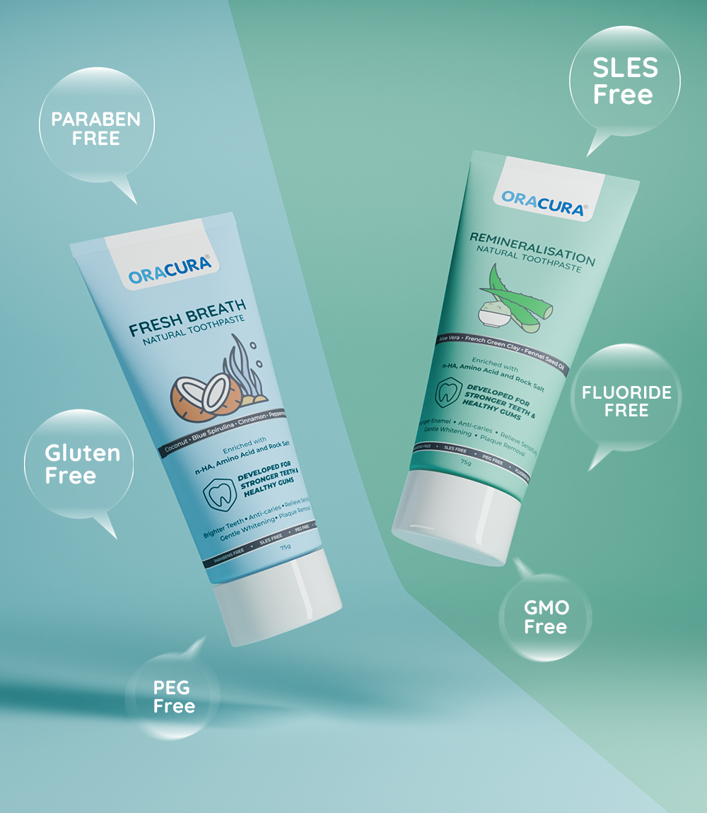 Natural Toothpaste: Fresh Breath (Coconut) & Remineralisation (Aloe vera) Pack of 2 - 75g each