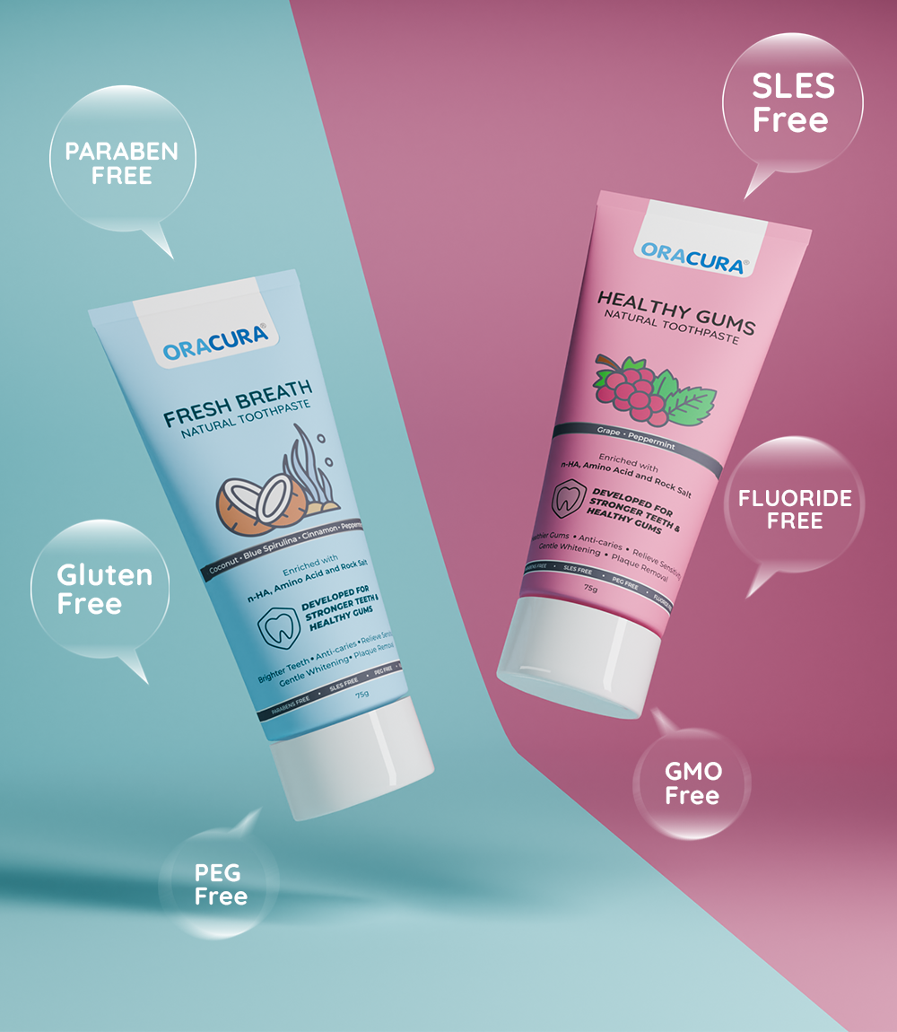 Natural Toothpaste: Fresh Breath (Coconut) & Healthy Gums (Grape) Pack of 2 - 75g each