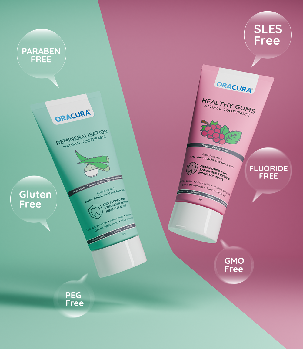 Natural Toothpaste: Healthy Gums (Grape) & Remineralisation (Aloe vera) Pack of 2 - 75g each