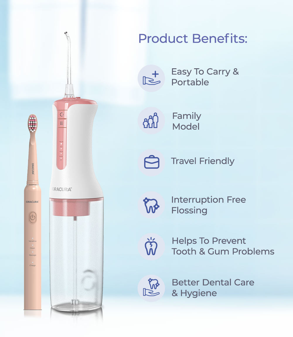 ORACURA® Daily Care Combo OC300 Smart Pro Water Flosser LITE & SB200 Sonic Lite Electric Rechargeable Toothbrush