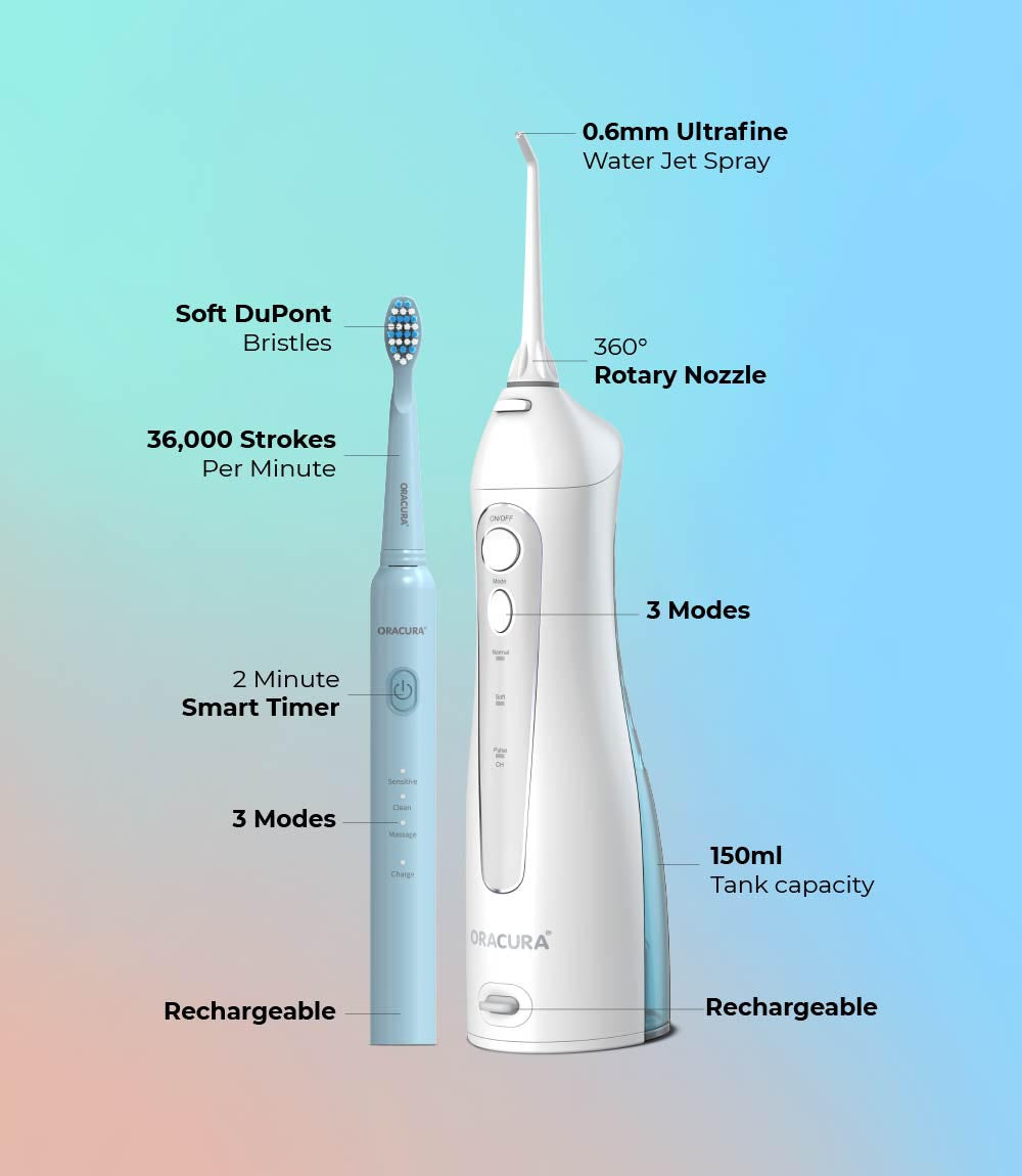 ORACURA® Daily PRO Combo OC150 Smart Water Flosser® Daily PRO & SB200 Sonic Lite Electric Rechargeable Toothbrush