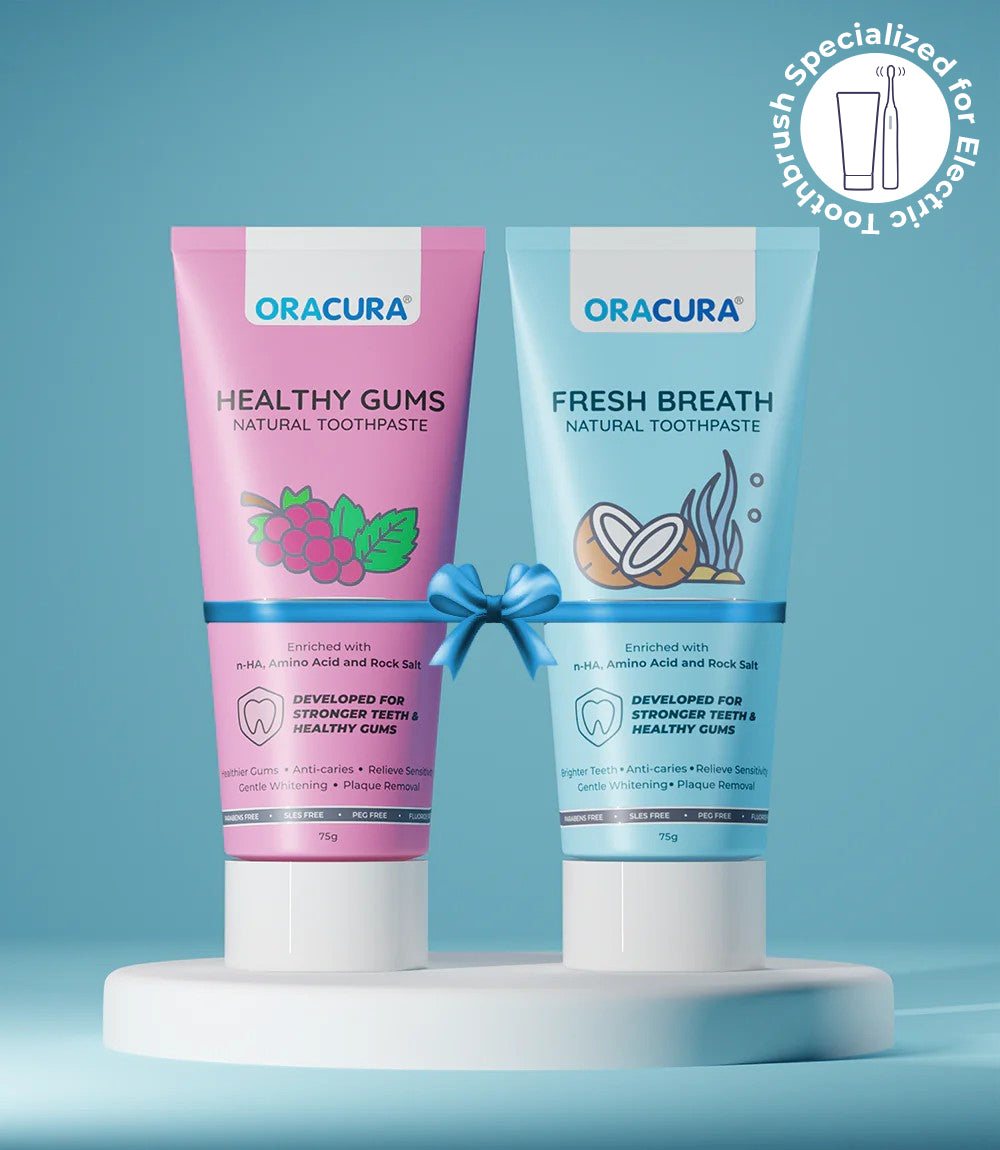Natural Toothpaste: Fresh Breath (Coconut) & Healthy Gums (Grape) Pack of 2 - 75g each