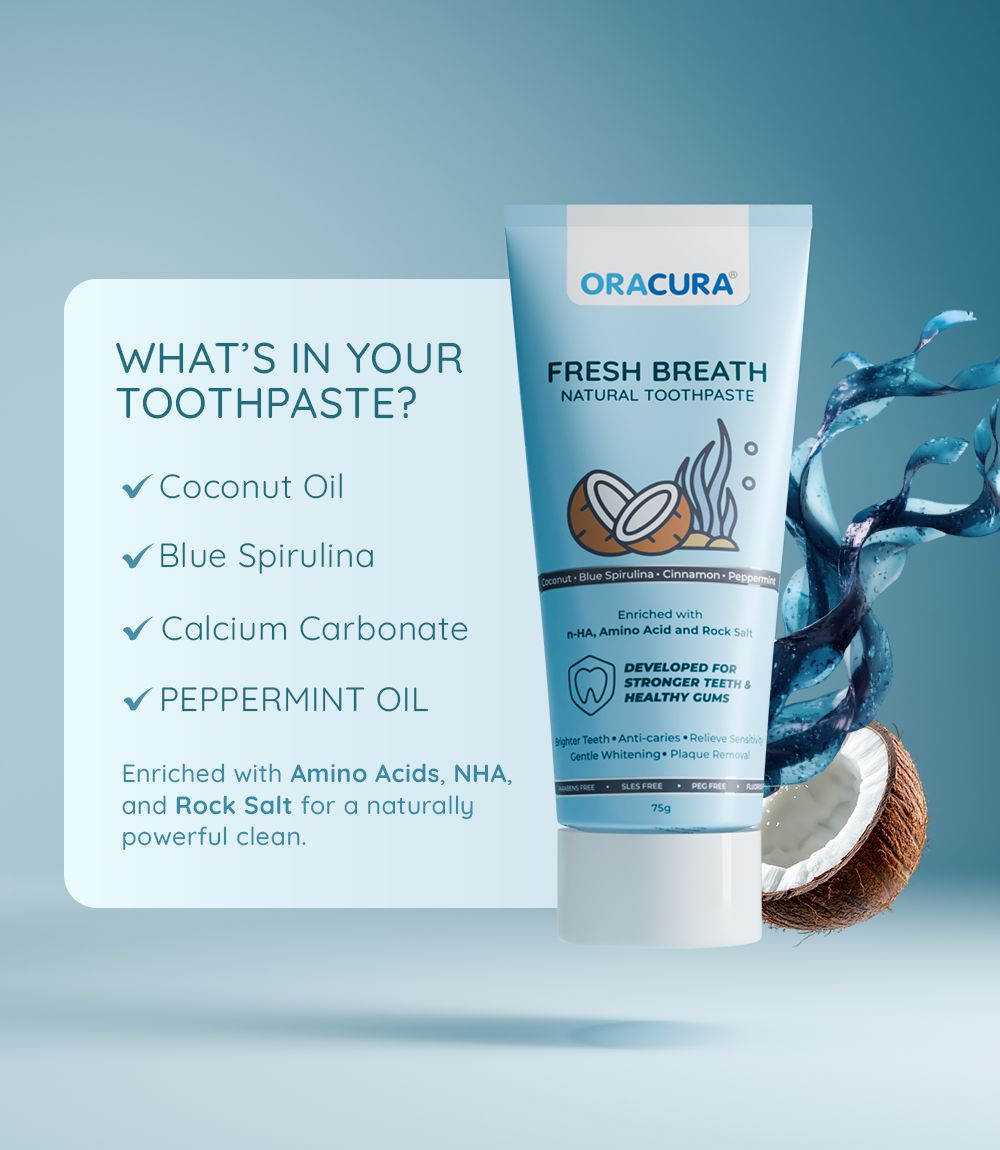 Natural Toothpaste: Fresh Breath (Coconut) & Remineralisation (Aloe vera) Pack of 2 - 75g each