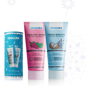 Natural Toothpaste: Fresh Breath (Coconut) & Healthy Gums (Grape) Pack of 2 - 75g each