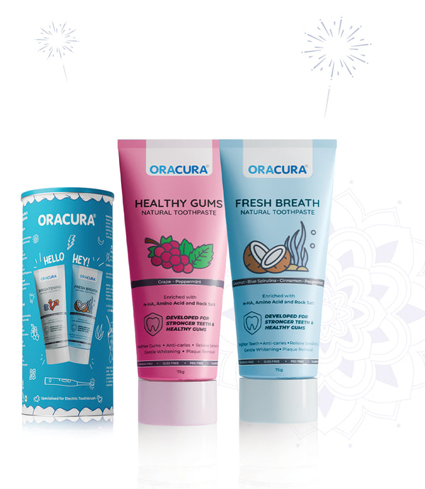 Natural Toothpaste: Fresh Breath (Coconut) & Healthy Gums (Grape) Pack of 2 - 75g each