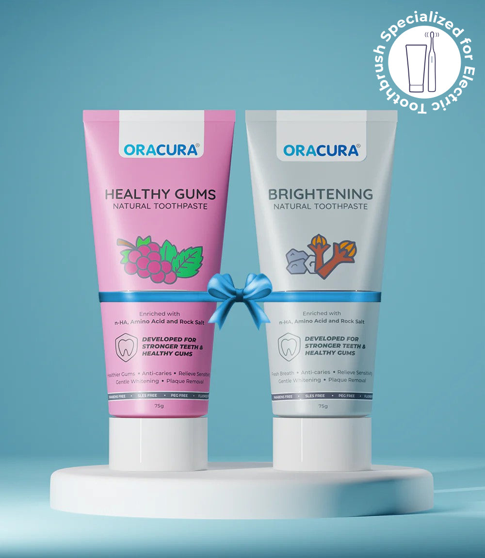 Natural Toothpaste: Brightening (Charcoal) & Healthy Gums (Grape) Pack of 2 - 75g each