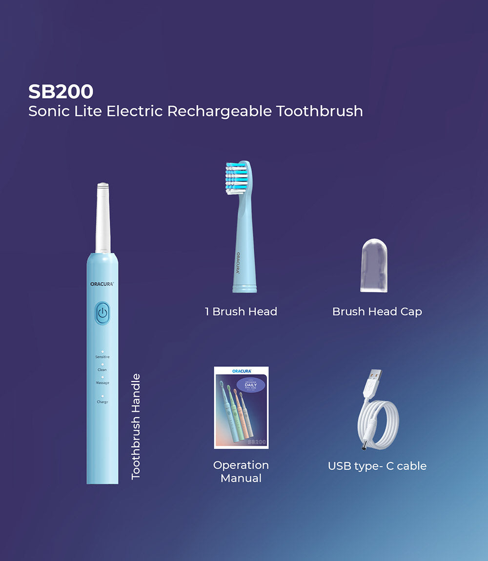 SB200 Sonic Lite Electric Rechargeable Toothbrush (Blue)