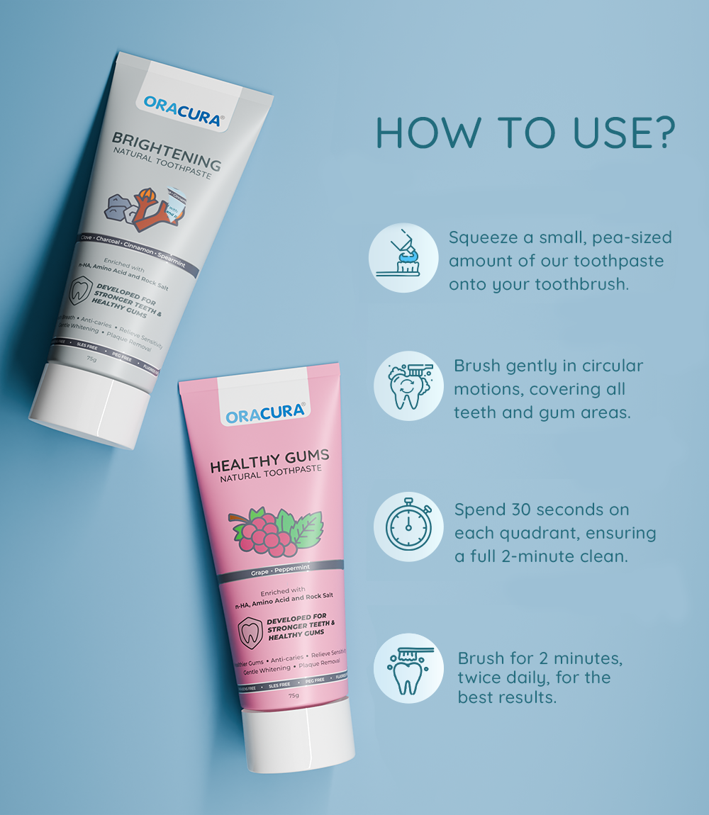 Natural Toothpaste: Brightening (Charcoal) & Healthy Gums (Grape) Pack of 2 - 75g each