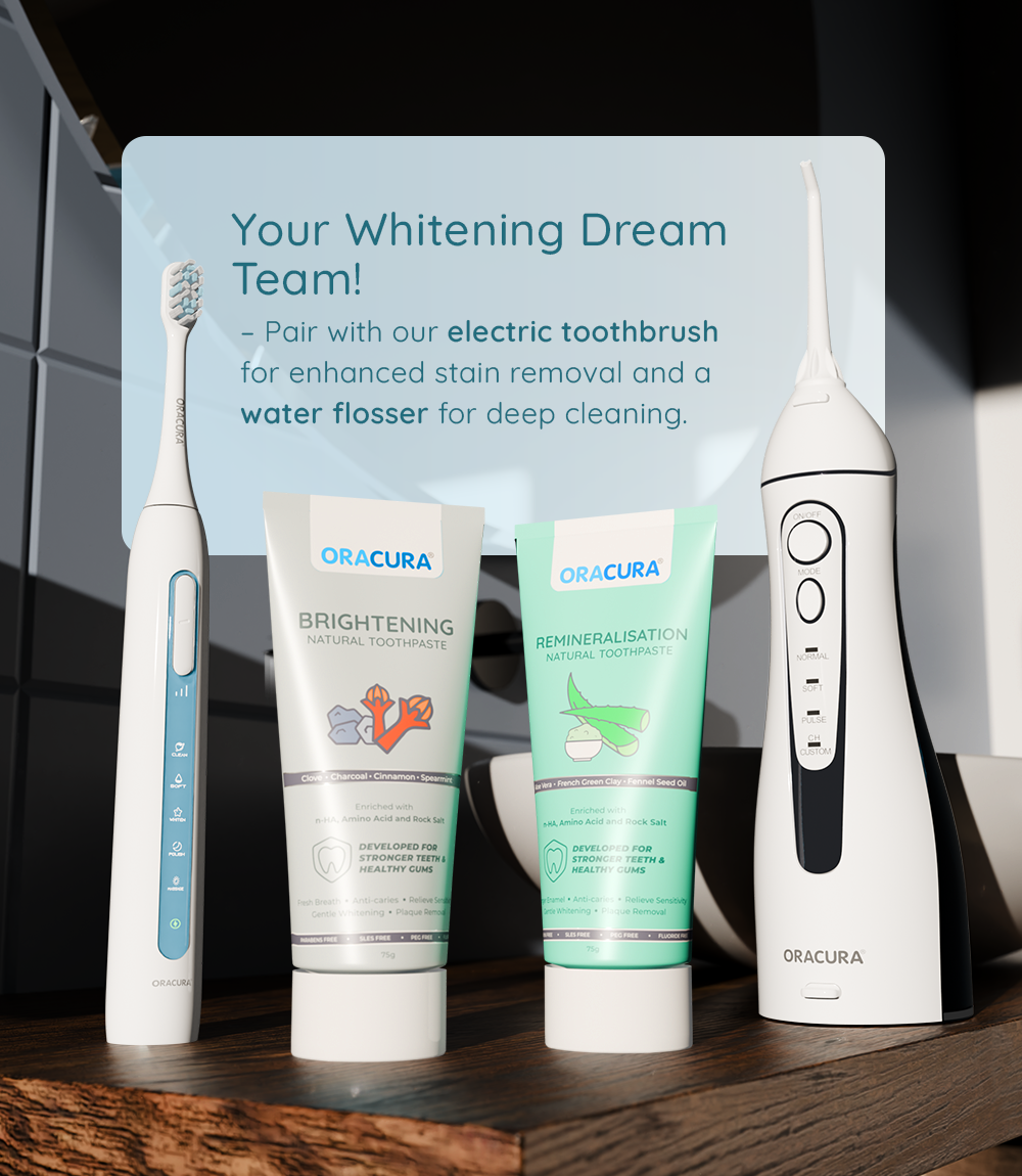 OC180 Compact PLUS® Water Flosser®, SB300 Sonic Smart® Electric Rechargeable Toothbrush & Natural Toothpaste