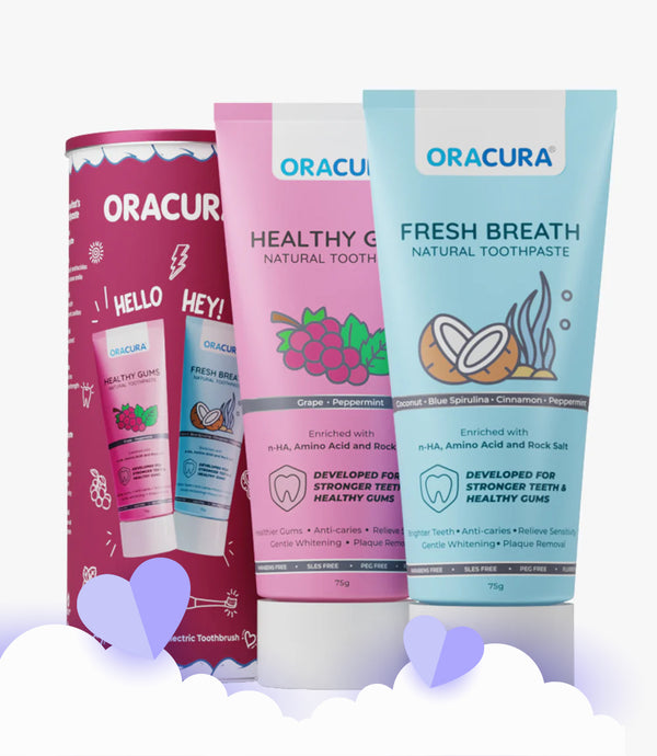 Natural Toothpaste: Fresh Breath (Coconut) & Healthy Gums (Grape) Pack of 2 - 75g each