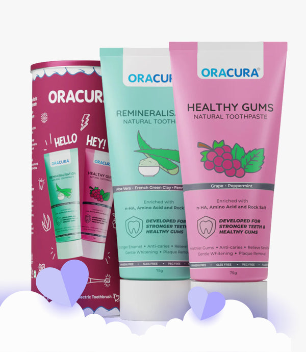 Natural Toothpaste: Healthy Gums (Grape) & Remineralisation (Aloe vera) Pack of 2 - 75g each