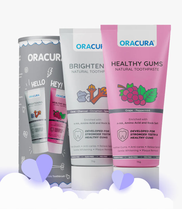 Natural Toothpaste: Brightening (Charcoal) & Healthy Gums (Grape) Pack of 2 - 75g each