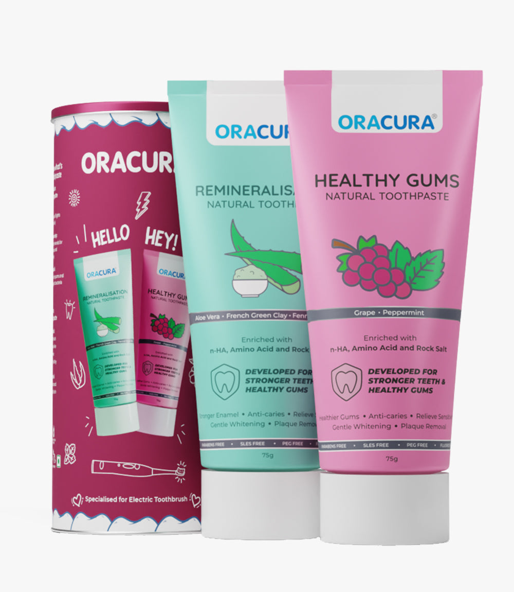 Natural Toothpaste: Healthy Gums (Grape) & Remineralisation (Aloe vera) Pack of 2 - 75g each