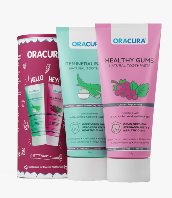 Natural Toothpaste: Healthy Gums (Grape) & Remineralisation (Aloe vera) Pack of 2 - 75g each