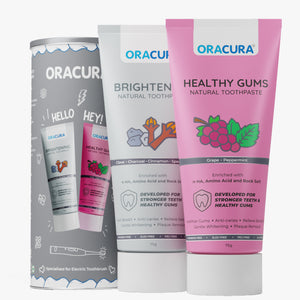 Natural Toothpaste: Brightening (Charcoal) & Healthy Gums (Grape) Pack of 2 - 75g each