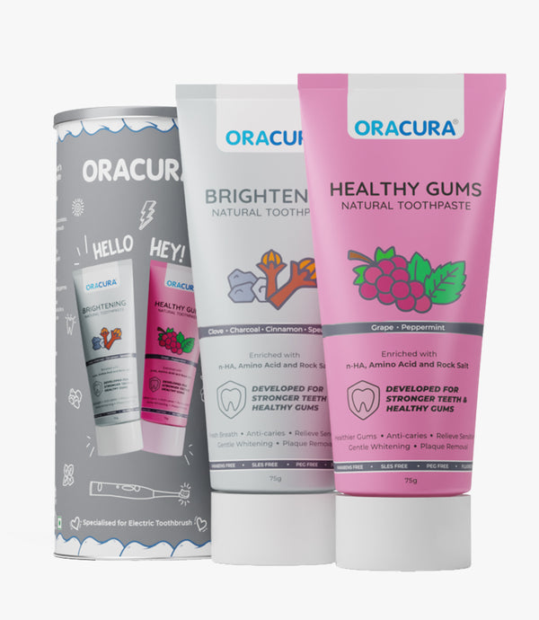 Natural Toothpaste: Brightening (Charcoal) & Healthy Gums (Grape) Pack of 2 - 75g each