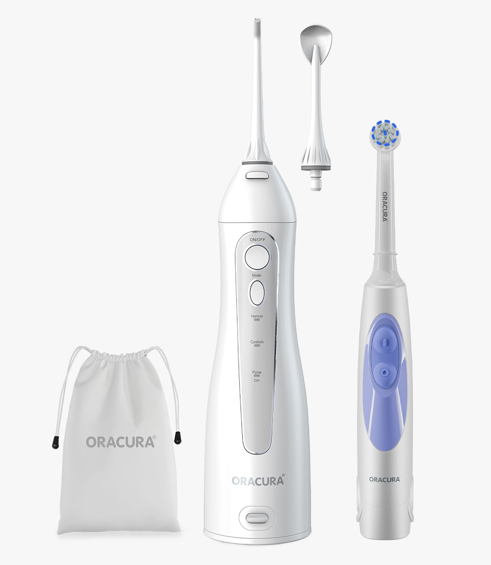 ORACURA® OC150 Smart Water Flosser + OB100 Oscillating Electric Toothbrush Combo