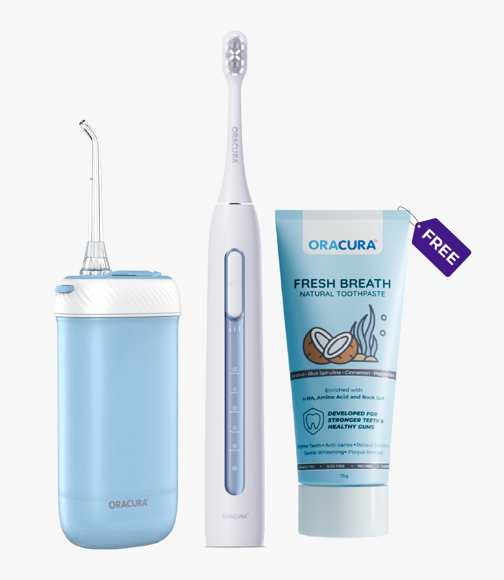 OC180 Compact PLUS® Water Flosser®, SB300 Sonic Smart® Electric Rechargeable Toothbrush & Natural Toothpaste