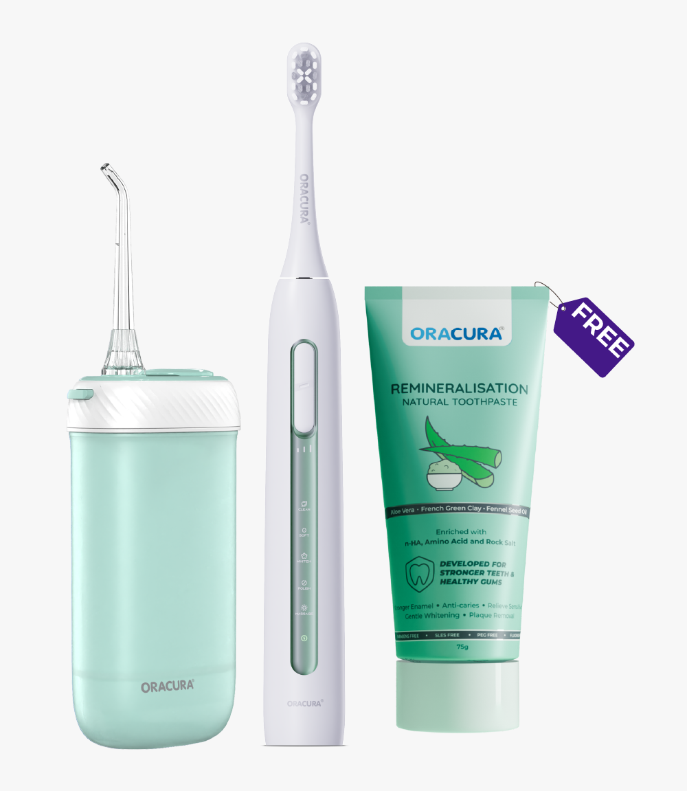 OC180 Compact PLUS® Water Flosser®, SB300 Sonic Smart® Electric Rechargeable Toothbrush & Natural Toothpaste