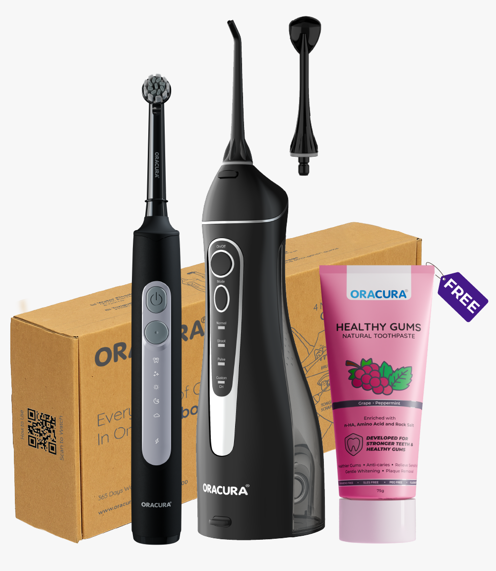 ORACURA® OC200 Smart Plus Water Flosser + OB200 Oscillating Rechargeable Electric Toothbrush Combo