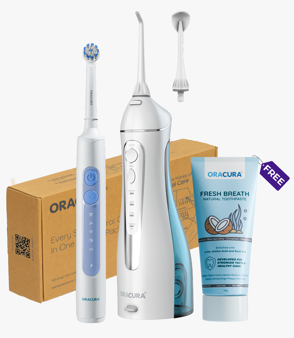 ORACURA® OC200 Smart Plus Water Flosser + OB200 Oscillating Rechargeable Electric Toothbrush Combo