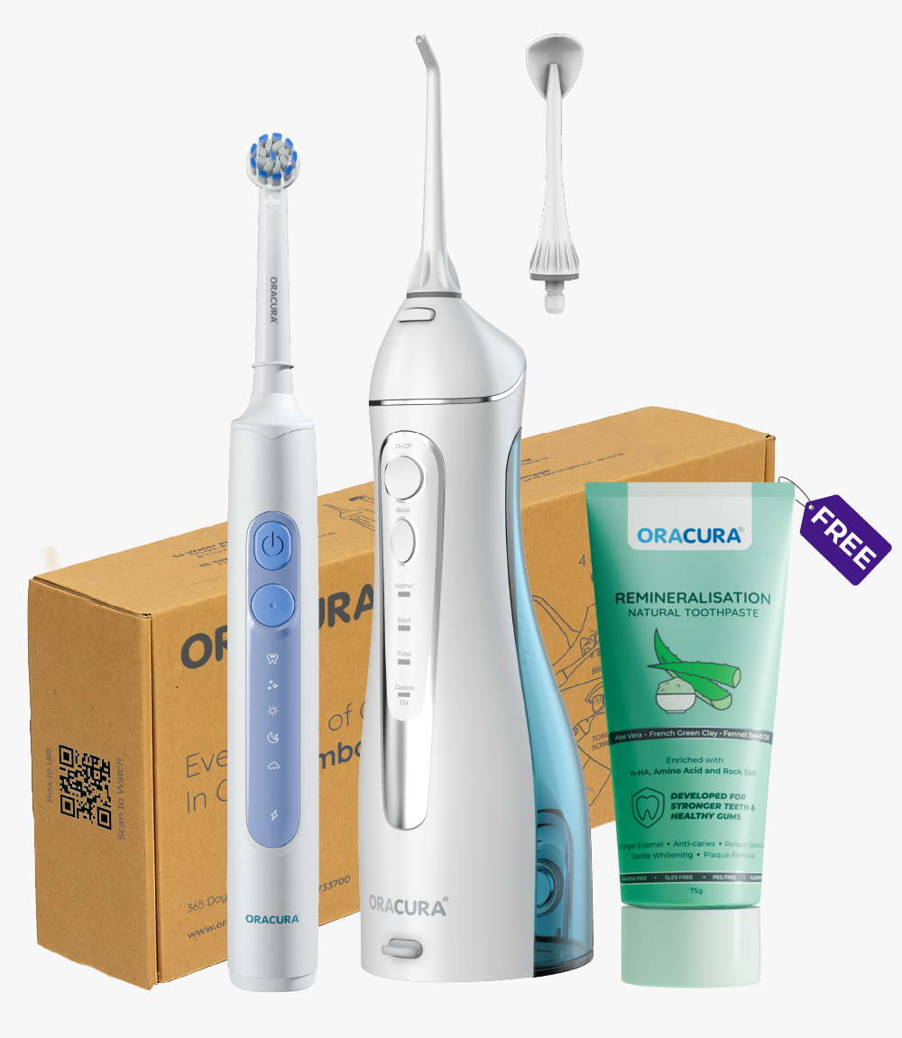 ORACURA® OC200 Smart Plus Water Flosser + OB200 Oscillating Rechargeable Electric Toothbrush Combo
