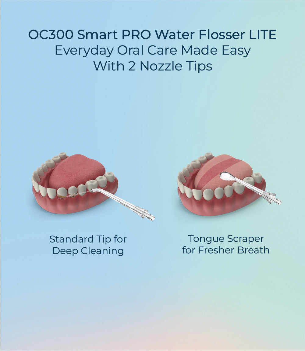 Combo OC300 Smart Pro Water Flosser LITE & SB100 Sonic Lite Electric Battery Operated Toothbrush