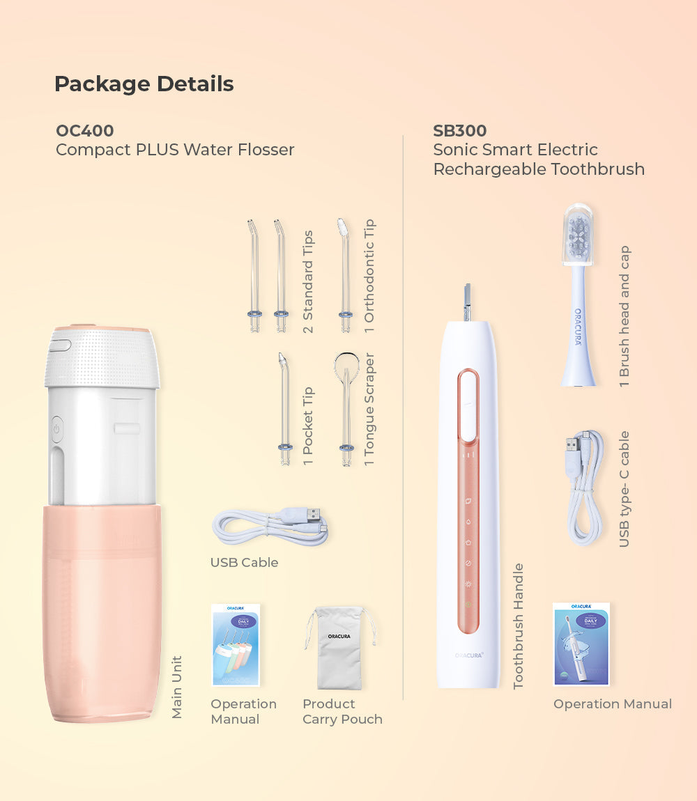 Combo Water Flosser® OC400 & Sonic Smart Electric Rechargeable Toothbrush SB300 SP