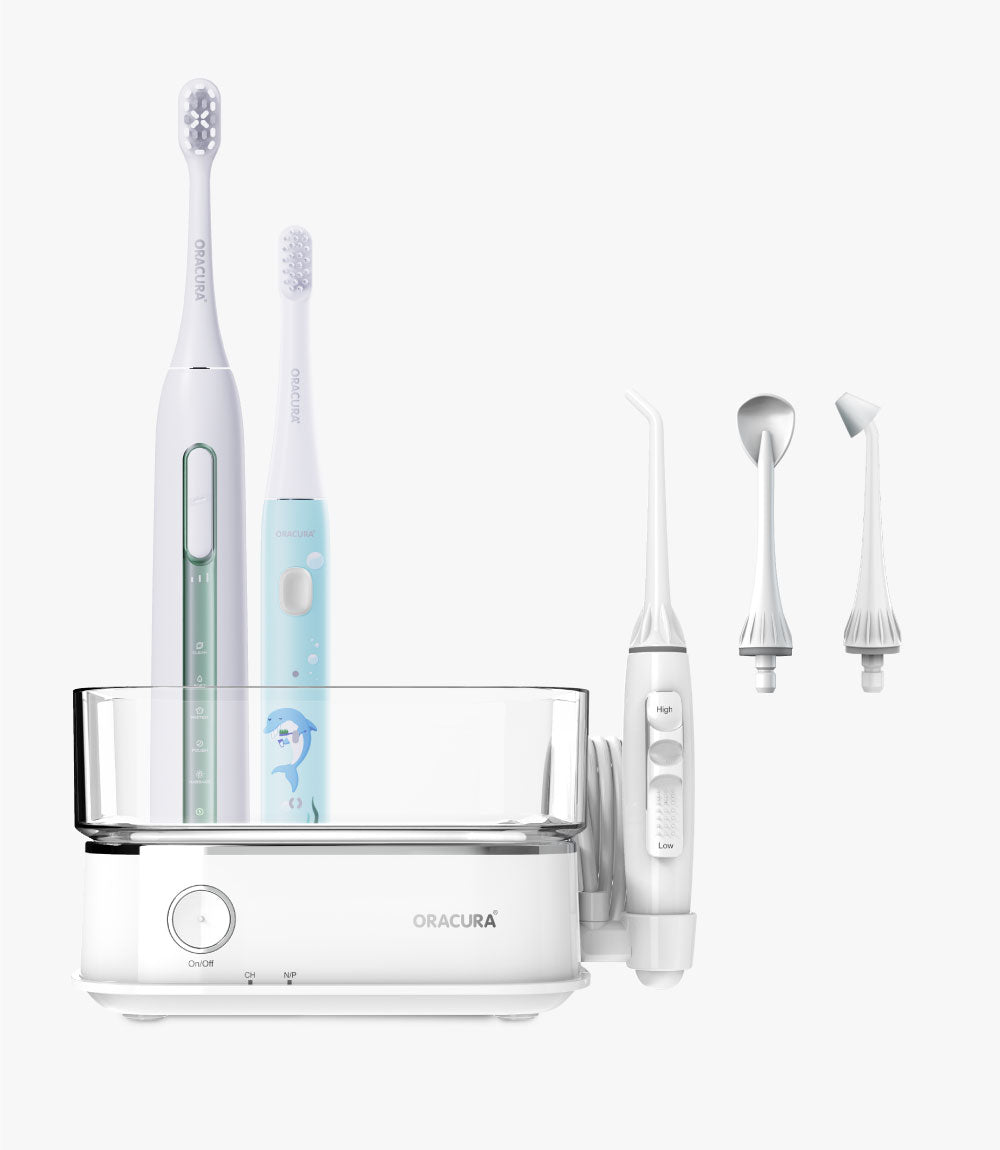 ORACURA® Daily PRO Combo OC450 Countertop Smart Water Flosser® & SB300 Sonic Smart Electric Rechargeable Toothbrush & KSB200 Sonic Kids Rechargeable Electric Toothbrush
