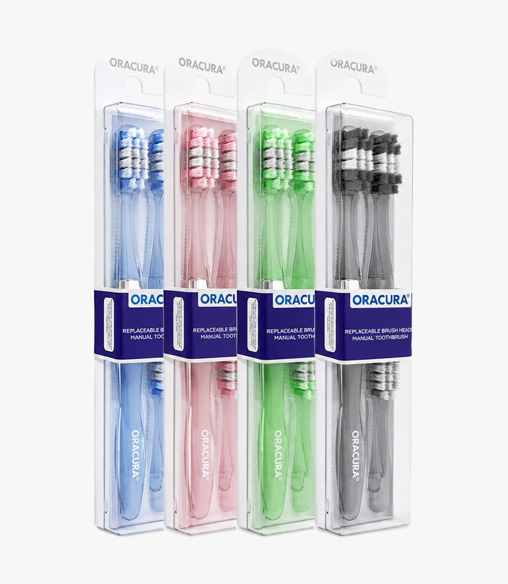 MB100 Replaceable Brushheads Manual Toothbrush - Pack of 2