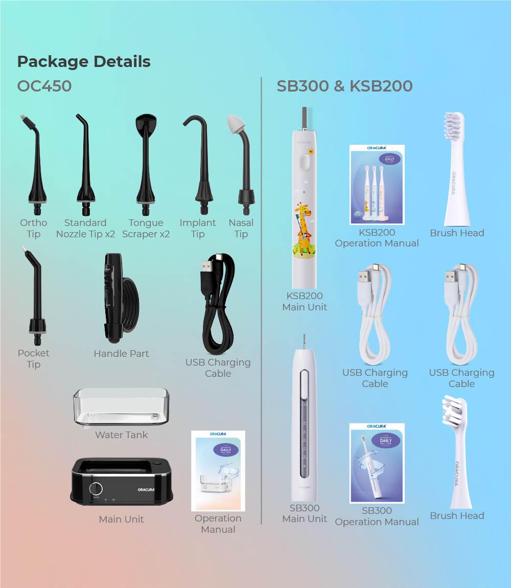 Smart Care Combo Water Flosser® OC450 Dental PRO & Sonic Electric Rechargeable Toothbrush SB300 & KSB200 Kids Sonic Rechargeable Electric Toothbrush