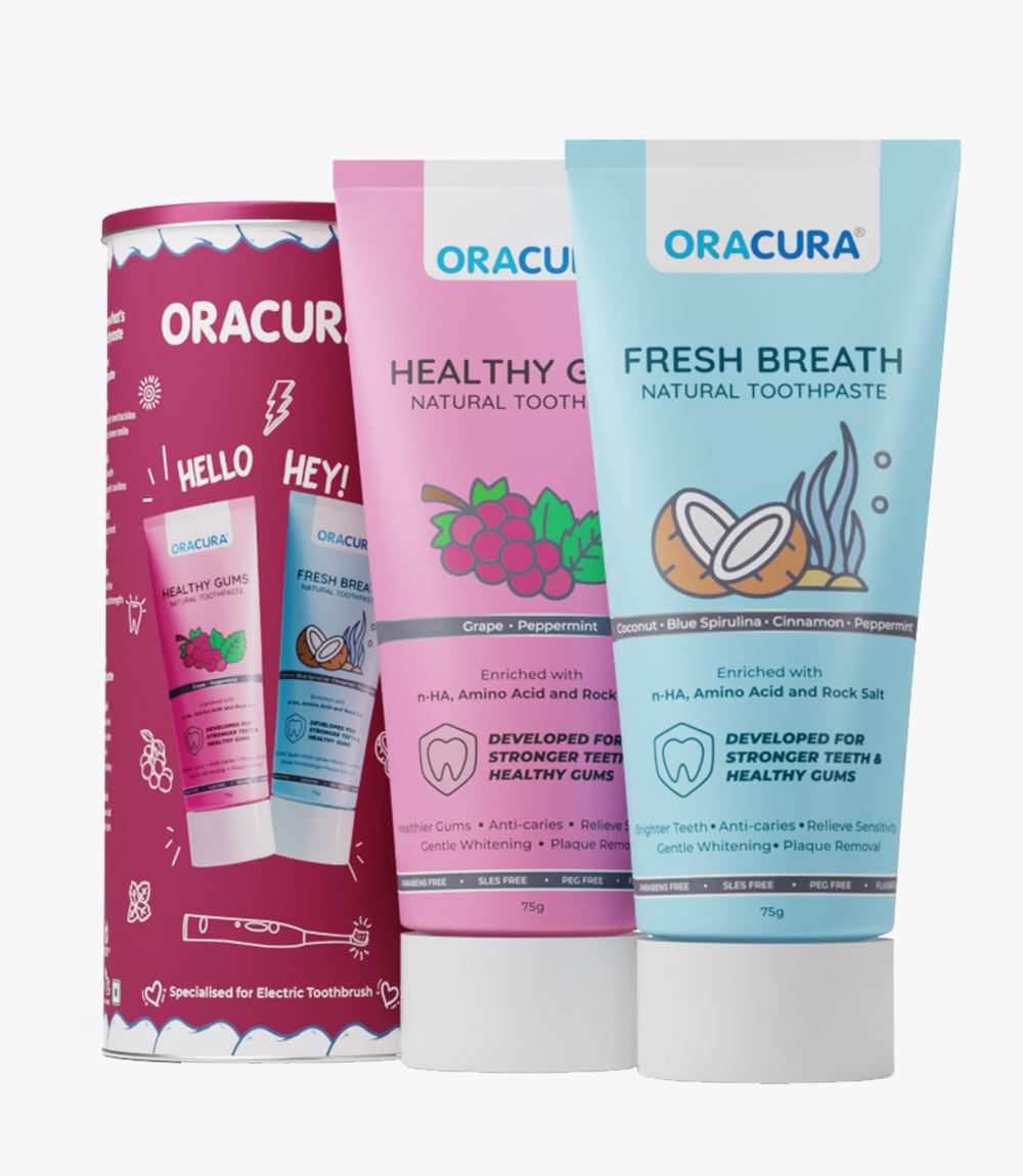 Natural Toothpaste: Fresh Breath (Coconut) & Healthy Gums (Grape) Pack of 2 - 75g each