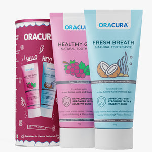 Natural Toothpaste: Fresh Breath (Coconut) & Healthy Gums (Grape) Pack of 2 - 75g each