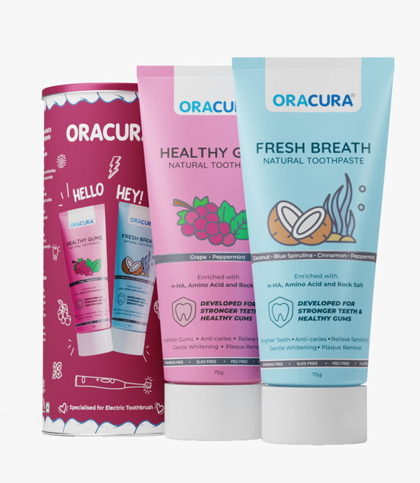 Natural Toothpaste: Fresh Breath (Coconut) & Healthy Gums (Grape) Pack of 2 - 75g each