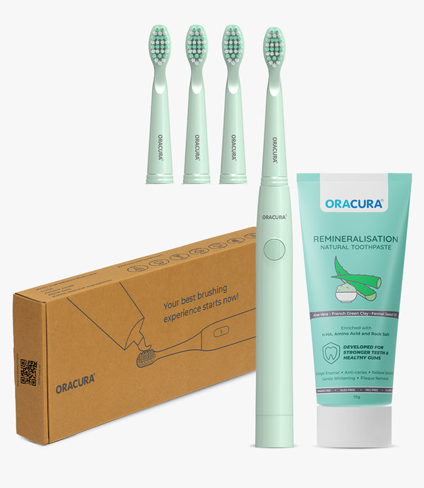 Sonic Duo of SB100 Electric Toothbrush & Natural Toothpaste with 3 Brush heads Combo