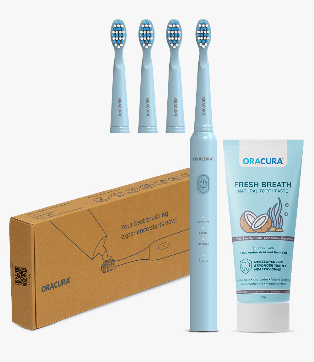Sonic Duo of SB200 Electric Toothbrush & Natural Toothpaste with 3 Brush Heads