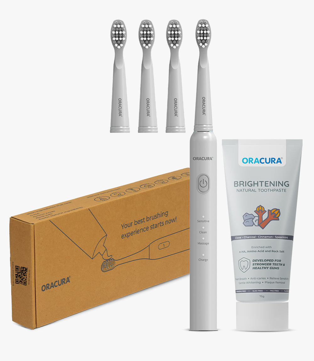 Sonic Duo of SB200 Electric Toothbrush & Natural Toothpaste with 3 Brush Heads