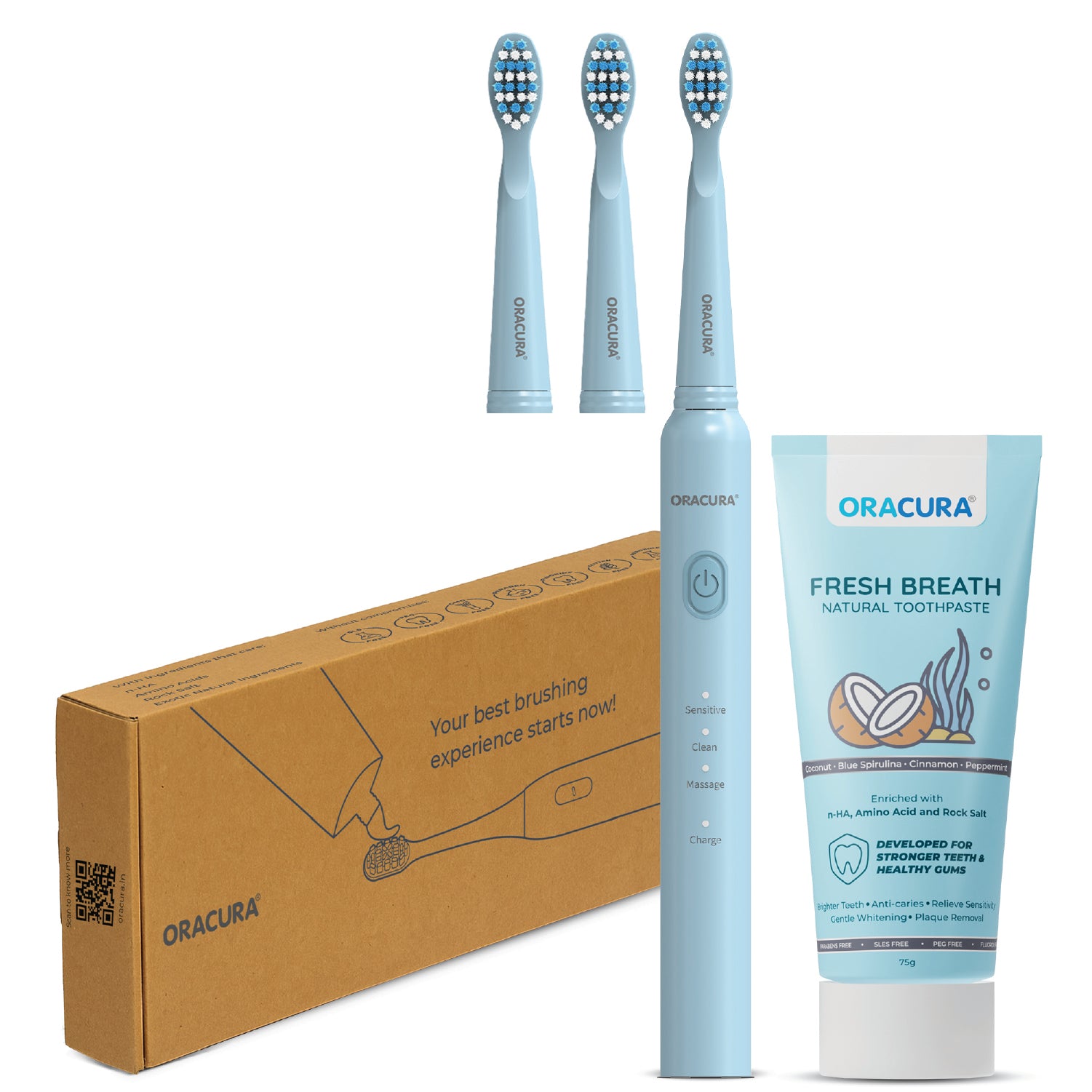 Sonic Duo of SB200 Electric Toothbrush & Natural Toothpaste with 2 Brush heads Combo