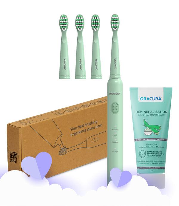 Sonic Duo of SB200 Electric Toothbrush & Natural Toothpaste with 3 Brush heads Combo