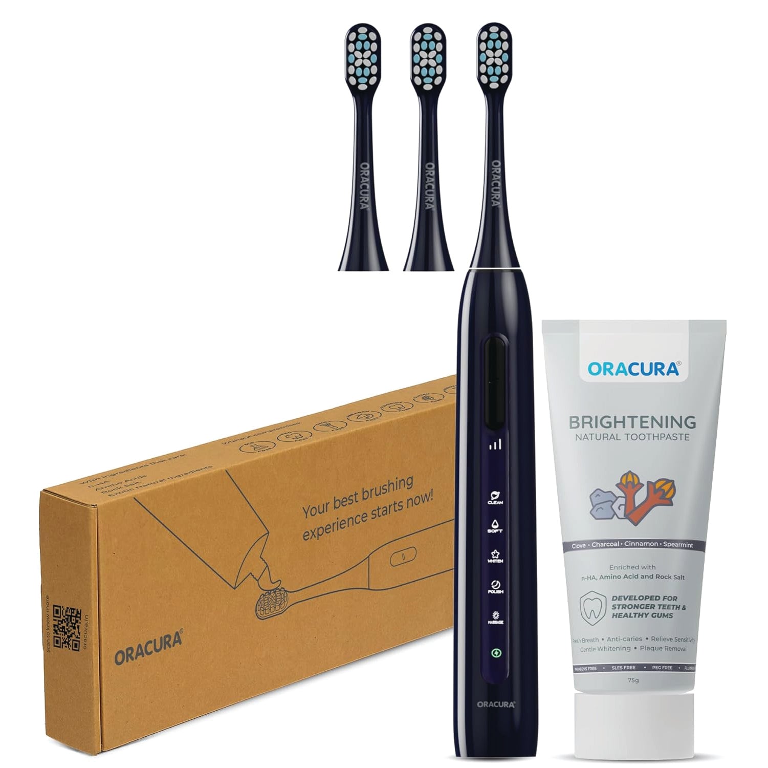 Sonic Duo of SB300 Electric Toothbrush & Natural Toothpaste with 3 Brush heads Combo