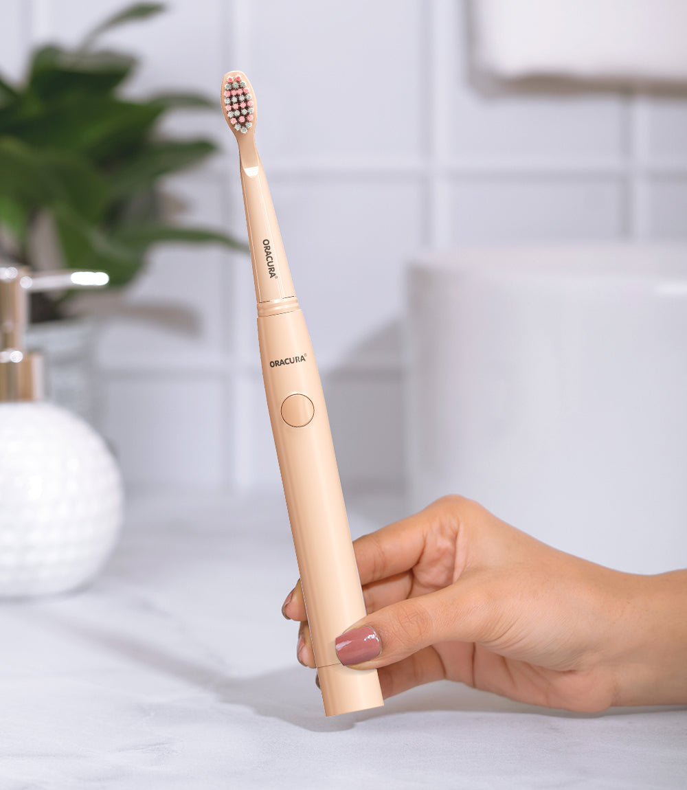 Portable SB100 Sonic Lite Battery Operated Electric Toothbrush Combo with 2 Extra Brush Heads