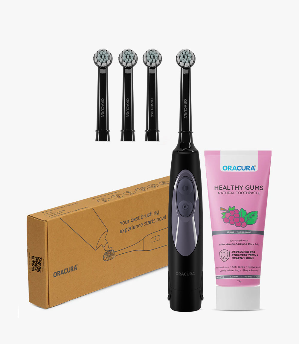 Spin Duo of OB100 Battery-Operated Electric Toothbrush & Natural Toothpaste Combo