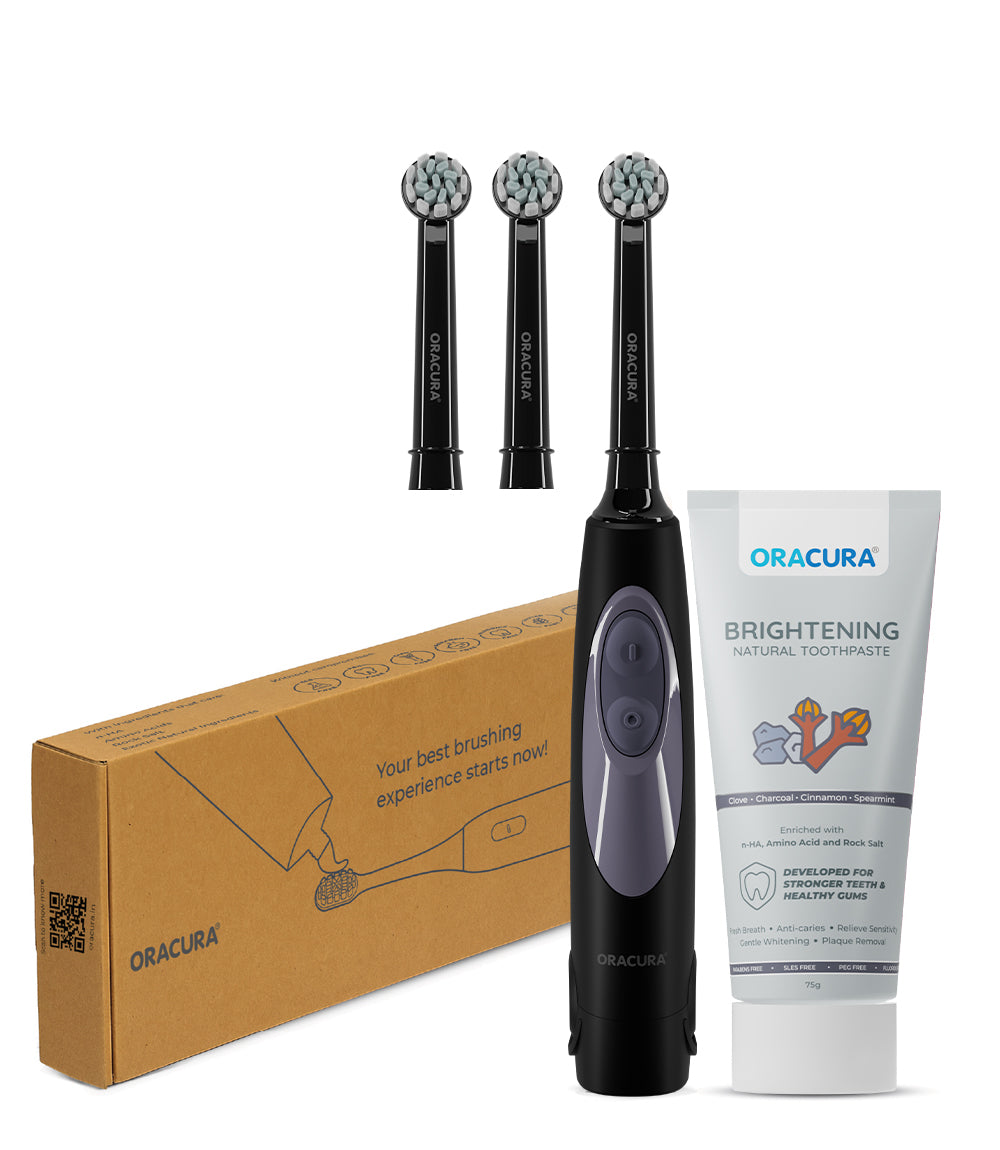 Spin Duo of OB100 Battery-Operated Electric Toothbrush & Natural Toothpaste Combo