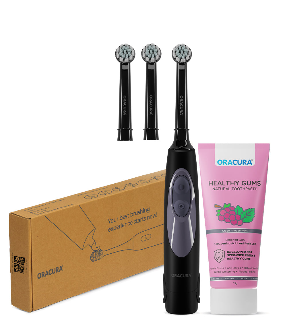 Spin Duo of OB100 Battery-Operated Electric Toothbrush & Natural Toothpaste Combo