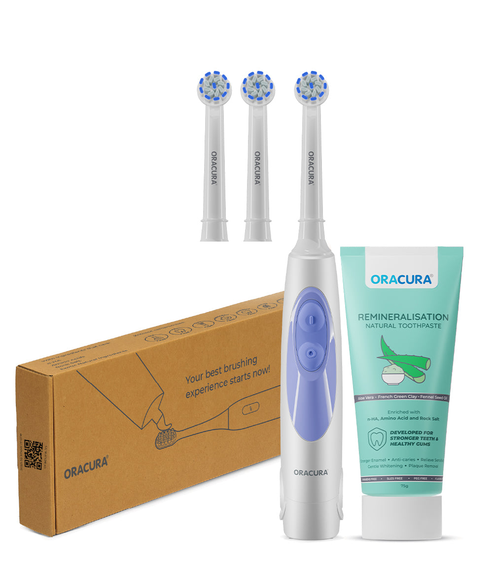 Spin Duo of OB100 Battery-Operated Electric Toothbrush & Natural Toothpaste Combo