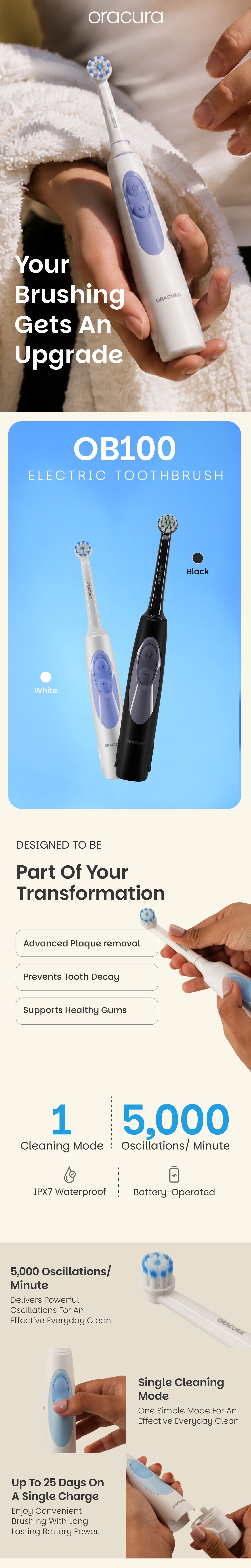 How the OB100 BeginCare Oscillating Battery Operated Electric Toothbrush works